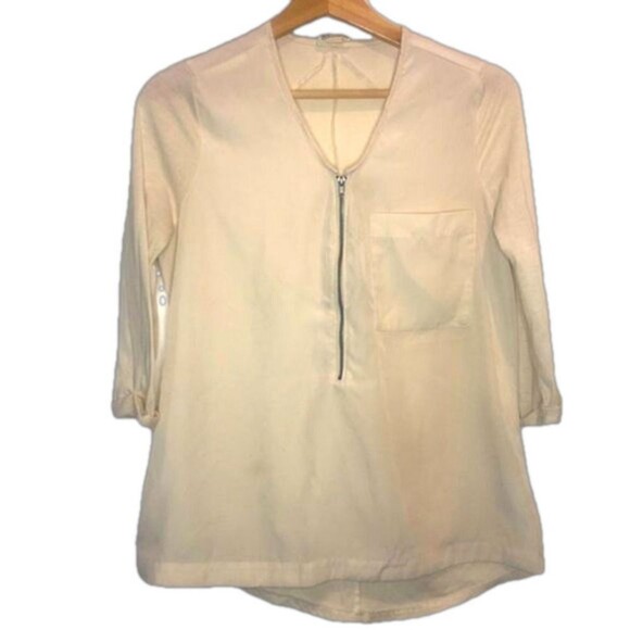 Vintage Converse cream half zip top medium women's Y2K casual monochrome cream - Picture 1 of 2